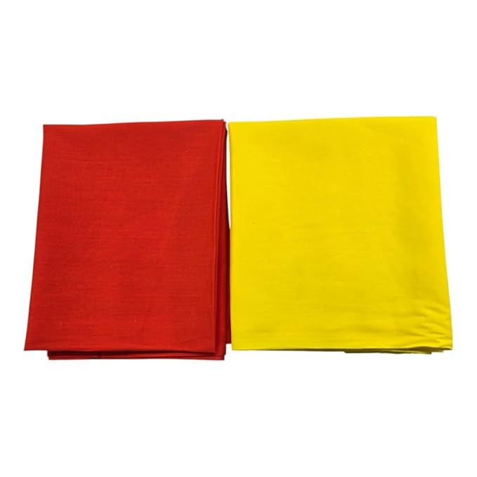Cotton Plain Pooja Aasan Cloth/Chowki Aasan Kapda - 1 MTR Puja Kapda Vastra Cloth for All God Puja Mandir and Temple - Pack of 3 (Yellow, White and Mango Yellow)
