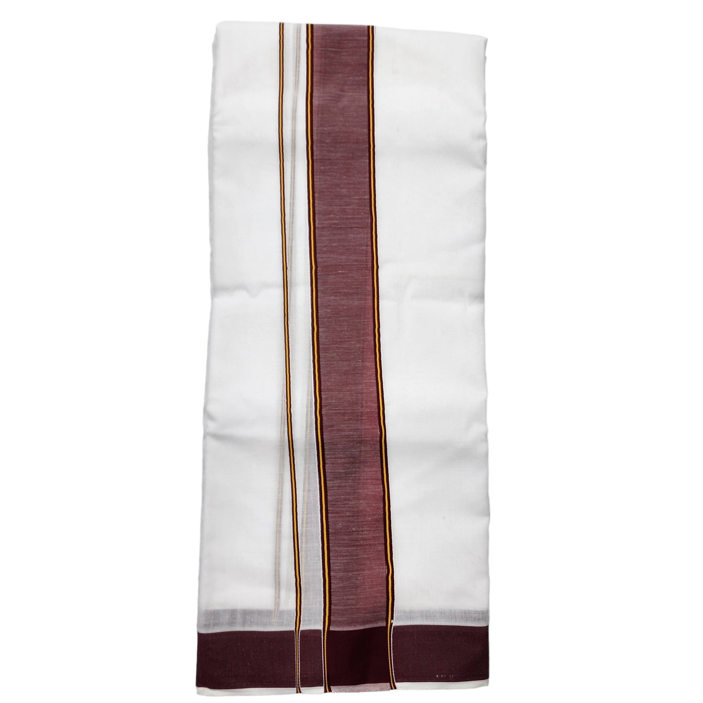 Dhoties Men's Traditional Pure Cotton Bleached White Dhoti With Cotton Color Border Size 9X5 (or) 4.15 Mtr Dhoti with 2.30 Mtr Angavastram