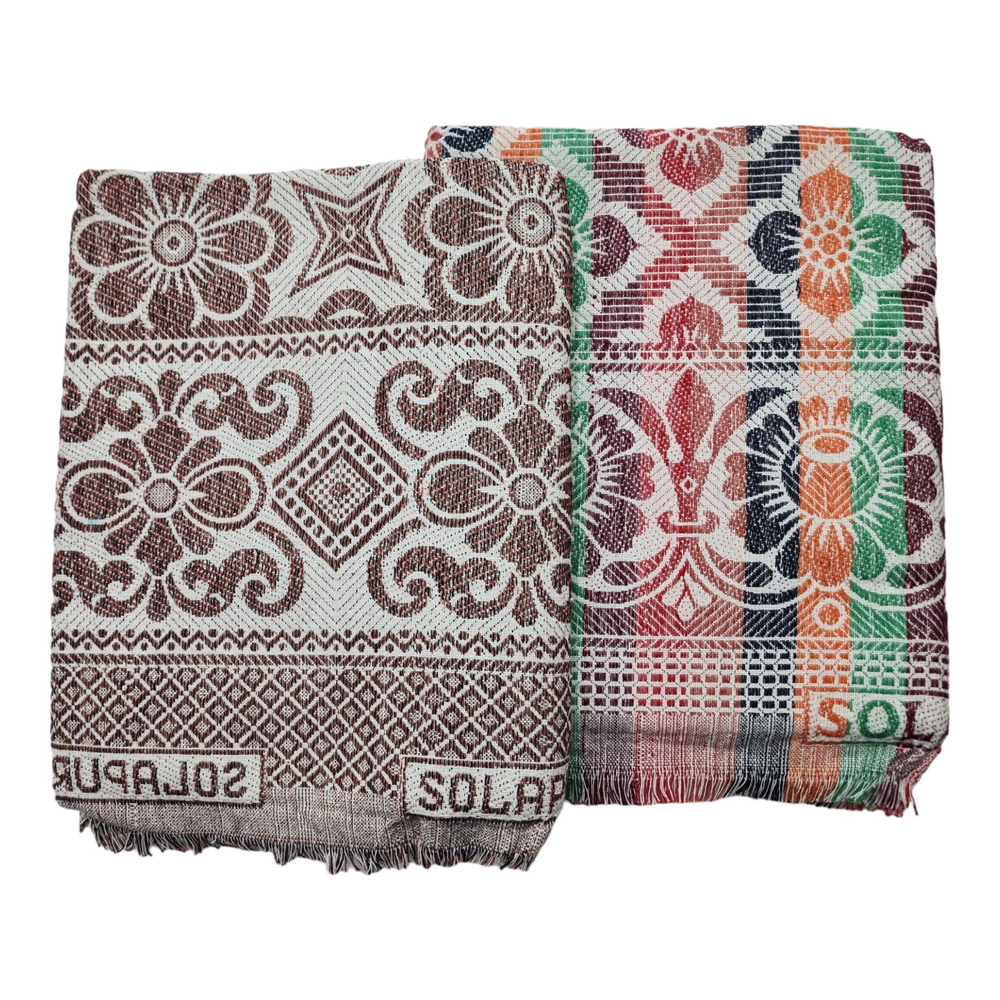 Cotton Single Size 300 TC Solapur Chaddar Blanket, Multy Colour, Pack of 1 & 2, Skinfriendly