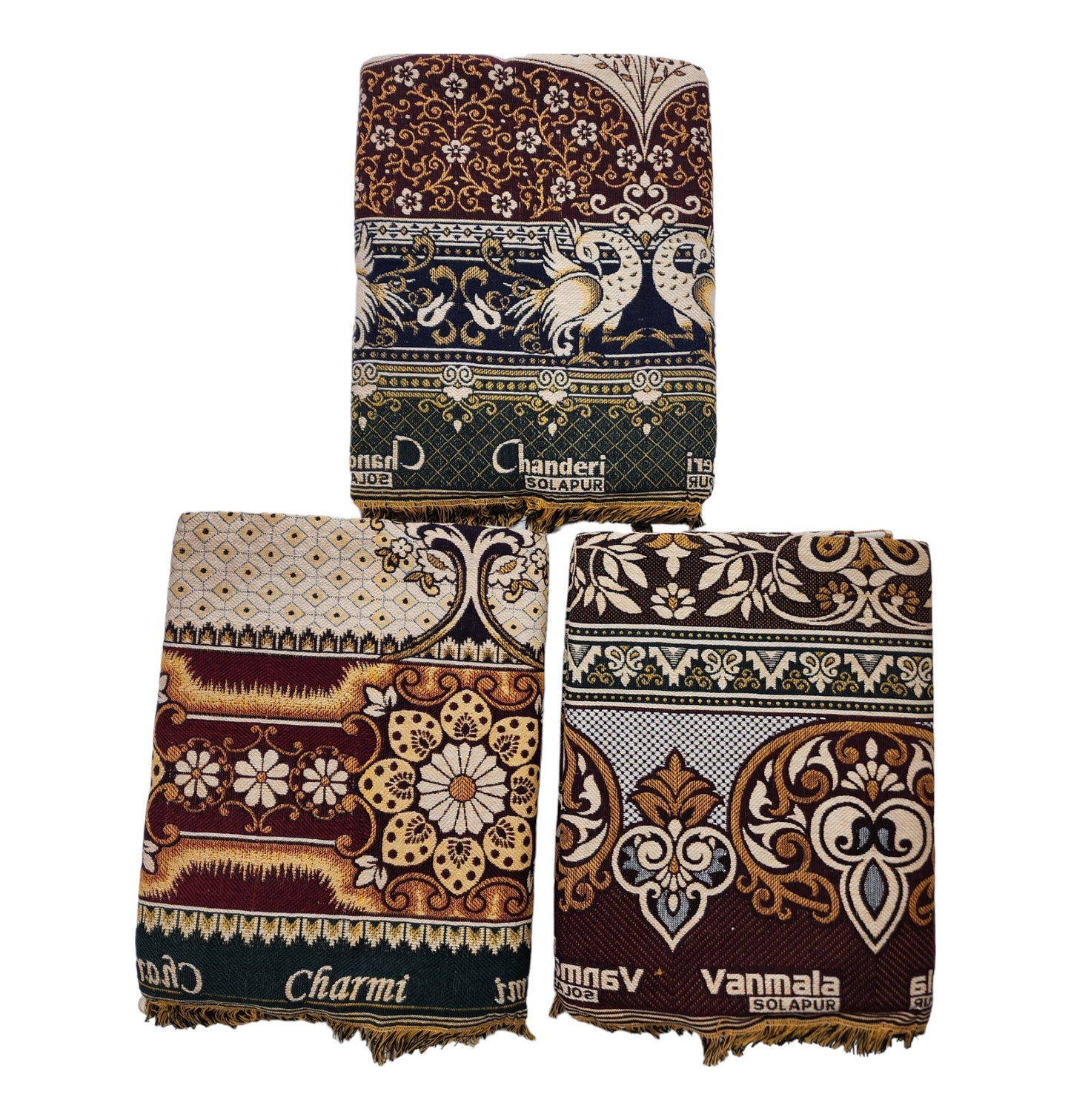 AMBIKA Stores Cotton 300 TC SOLAPUR CHADDAR Blanket (60" X 90"_ Multicolor) (Pack of 1 SET TO 5 SETS) Used As Blanket, BedSheet and Travel