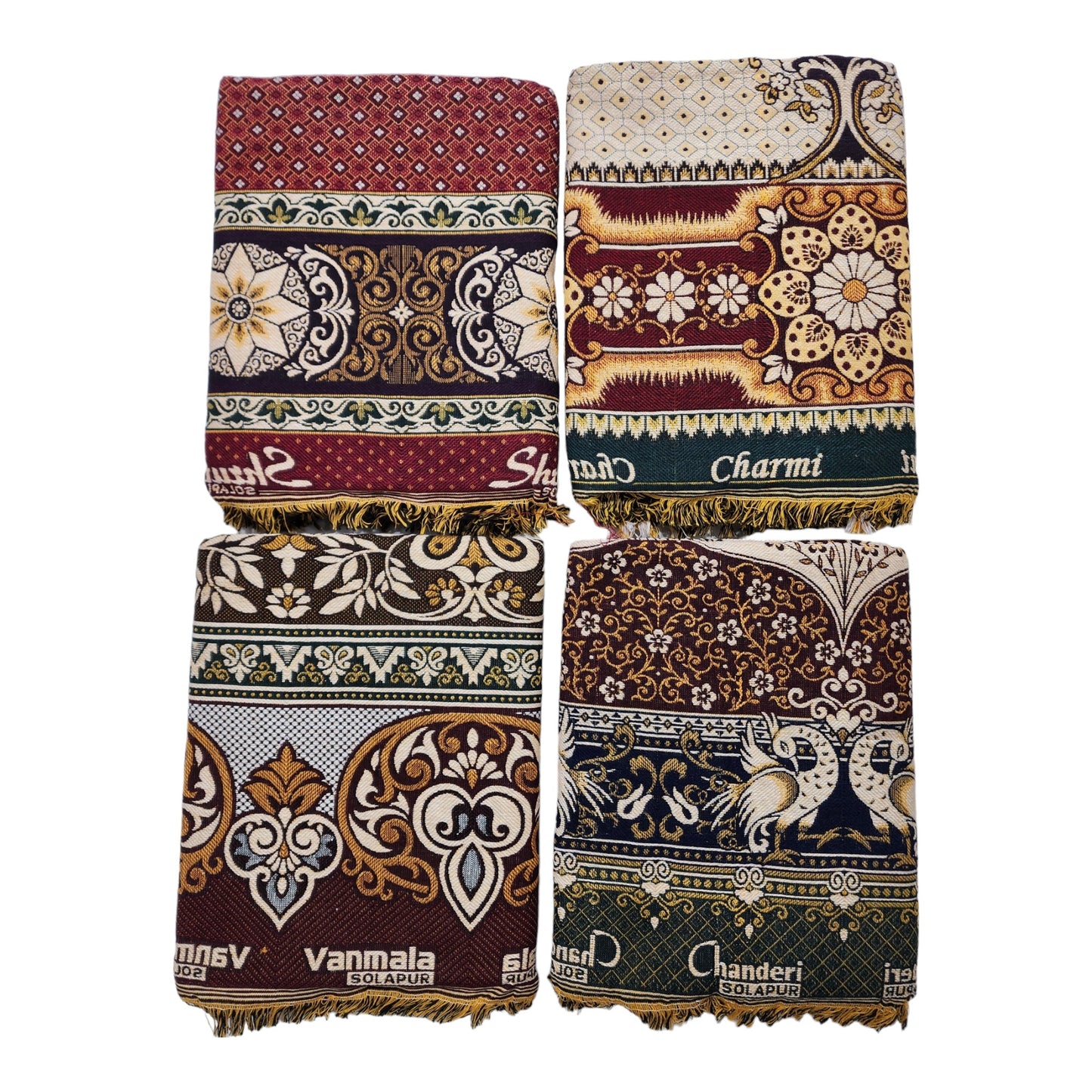 AMBIKA Stores Cotton 300 TC SOLAPUR CHADDAR Blanket (60" X 90"_ Multicolor) (Pack of 1 SET TO 5 SETS) Used As Blanket, BedSheet and Travel
