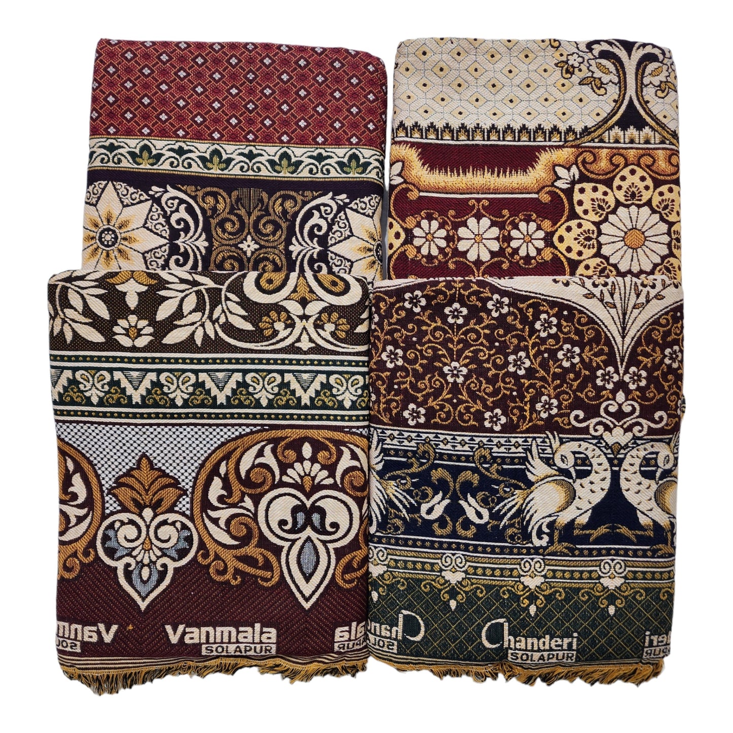 AMBIKA Stores Cotton 300 TC SOLAPUR CHADDAR Blanket (60" X 90"_ Multicolor) (Pack of 1 SET TO 5 SETS) Used As Blanket, BedSheet and Travel