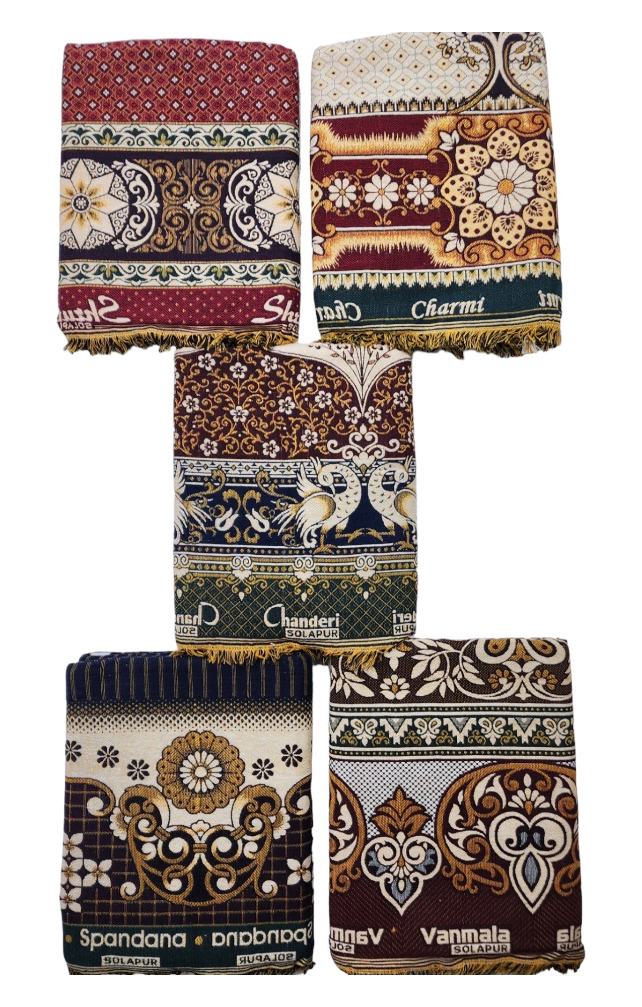 AMBIKA Stores Cotton 300 TC SOLAPUR CHADDAR Blanket (60" X 90"_ Multicolor) (Pack of 1 SET TO 5 SETS) Used As Blanket, BedSheet and Travel