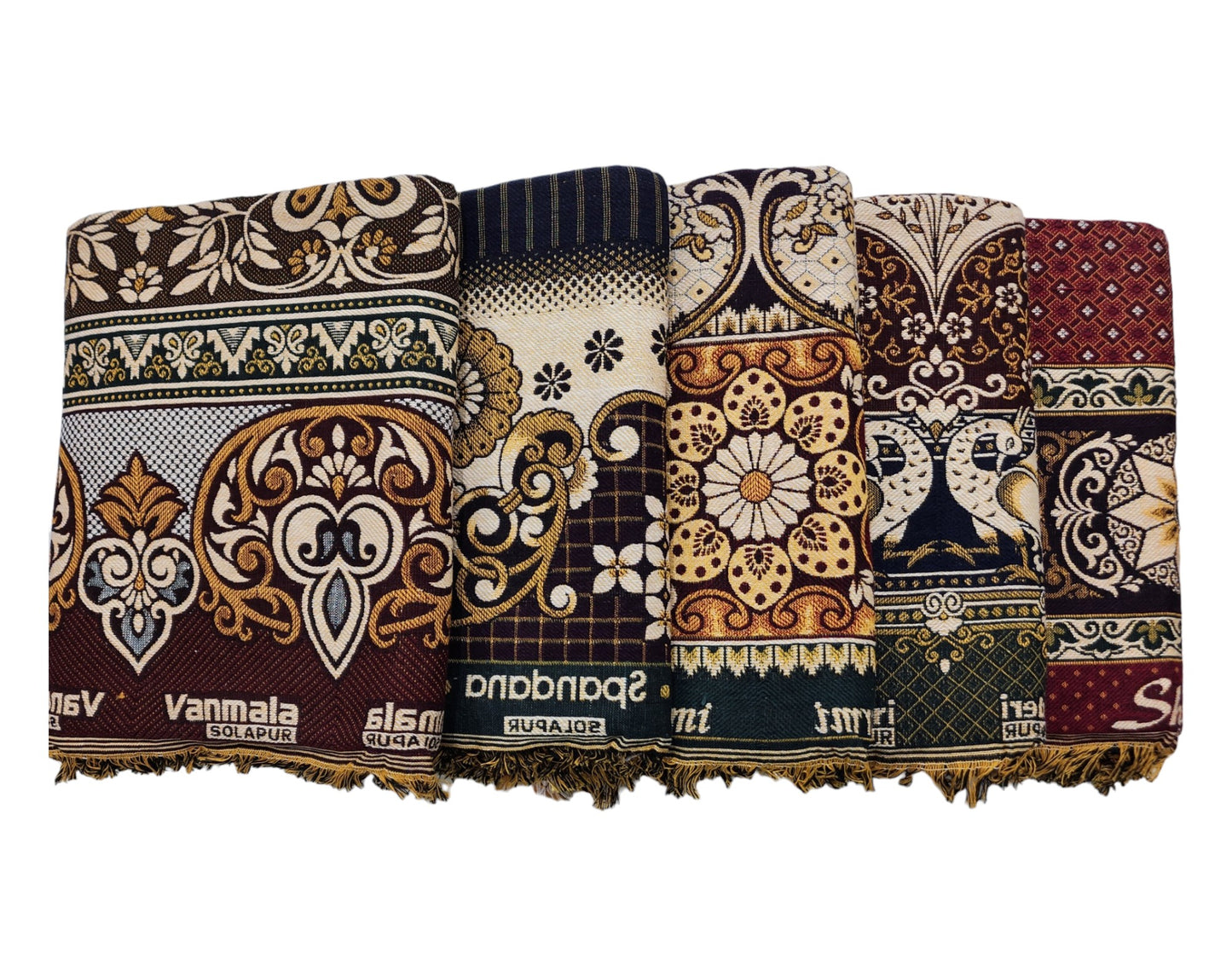 AMBIKA Stores Cotton 300 TC SOLAPUR CHADDAR Blanket (60" X 90"_ Multicolor) (Pack of 1 SET TO 5 SETS) Used As Blanket, BedSheet and Travel