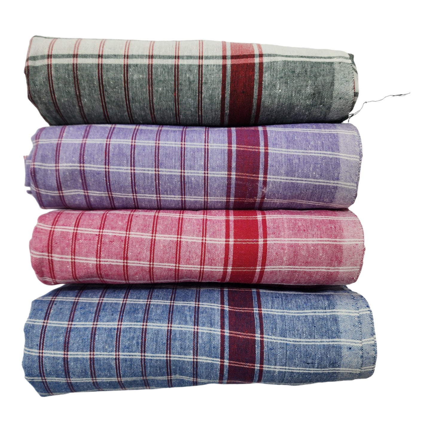 Pure Cotton Handloom Bath Towel 110 GSM Large Size Bankura Gamcha Small Checks (Multicolour) 90 X 180 cm (36 X 72 Inches)