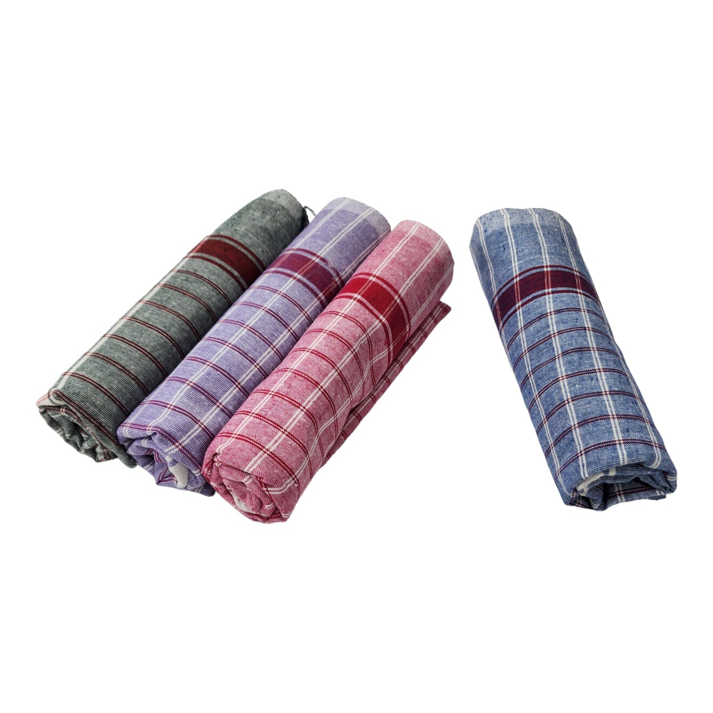 Pure Cotton Handloom Bath Towel 110 GSM Large Size Bankura Gamcha Small Checks (Multicolour) 90 X 180 cm (36 X 72 Inches)
