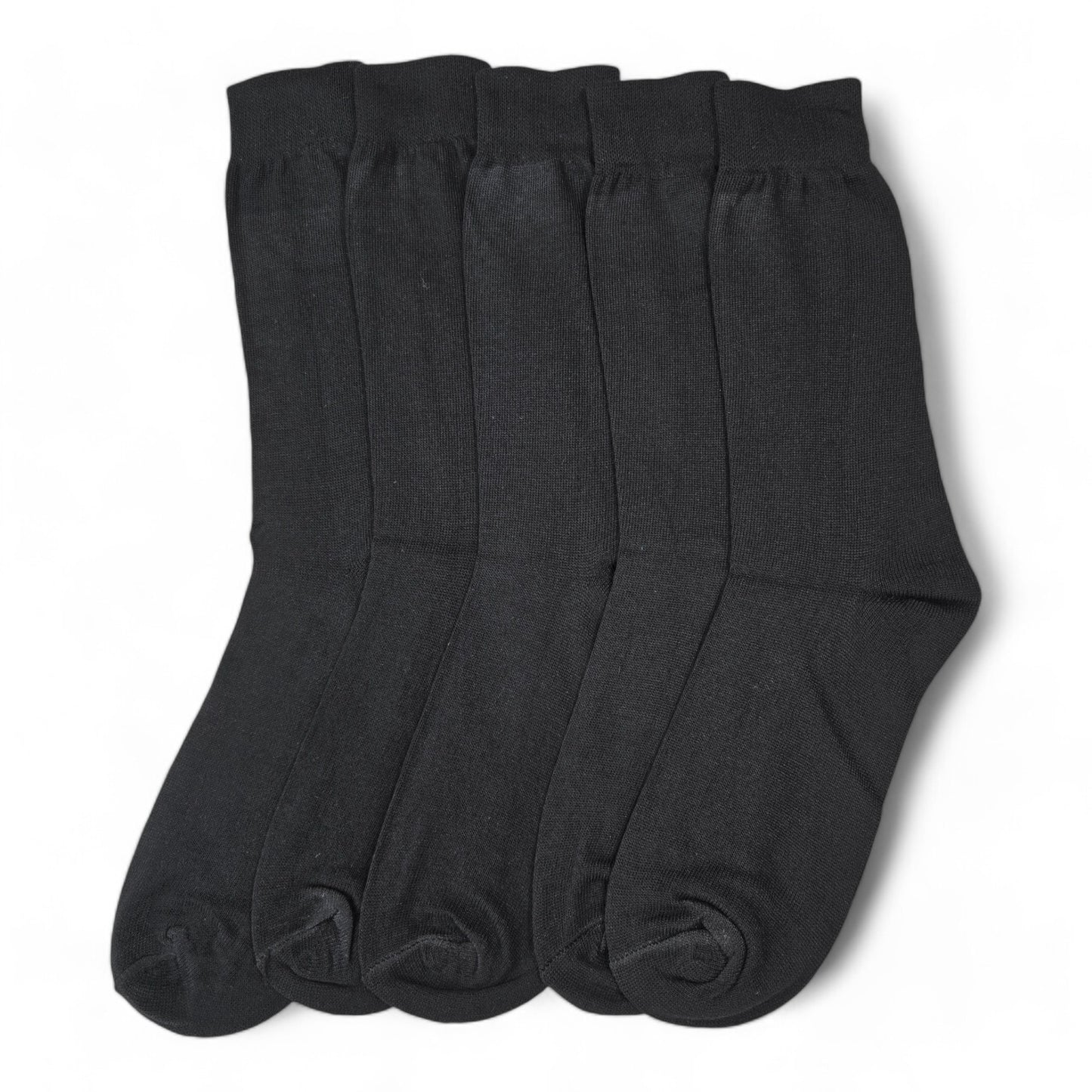 Boys and Girls Full Length Plain Black Plain Organic Combed Cotton School Socks (Pack of 5 Pairs)