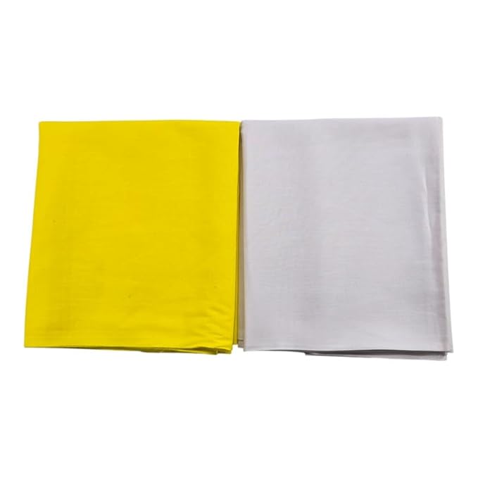 Cotton Plain Pooja Aasan Cloth/Chowki Aasan Kapda - 1 MTR Puja Kapda Vastra Cloth for All God Puja Mandir and Temple - Pack of 3 (Yellow, White and Mango Yellow)