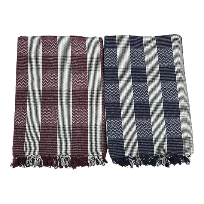 Single Size Pure Cotton Blanket/Solapur Chaddar/Cotton Bedsheet for All Weather Daily use Checkered Multicolor Family Pack (60x90 inches -)