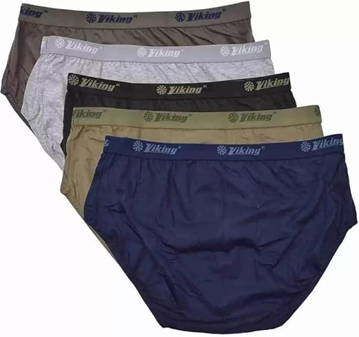 VIKING Mens' Cotton Brief (Outer Elastic Miki) (Pack of 3) Assorted Colour