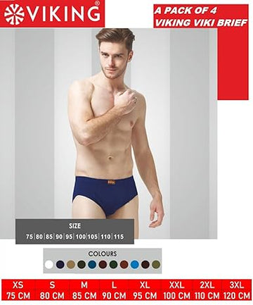 VIKING Men's Cotton Briefs - Combo of 4 (Viki)