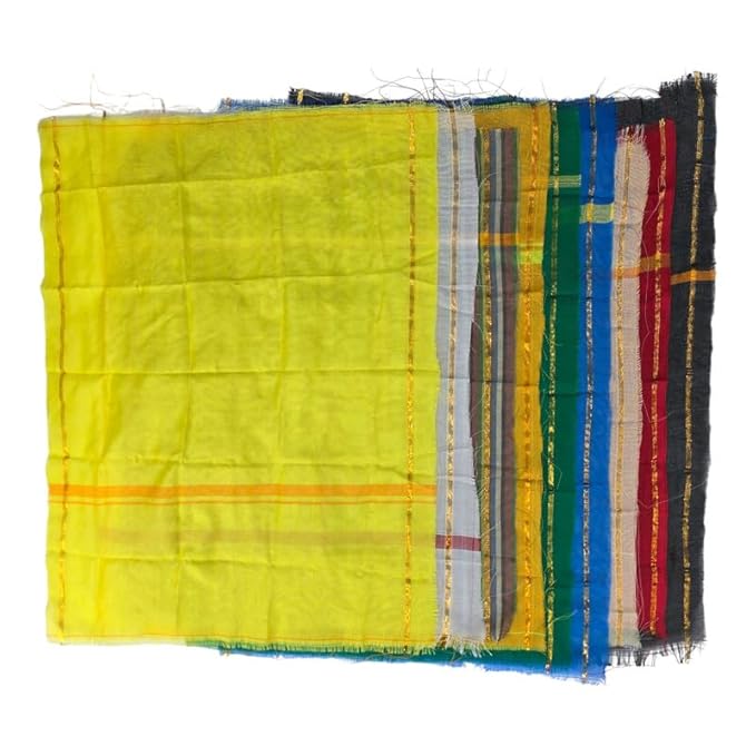 Navagraha Cloth Set for Navagraha Shanti Pooja - (14 x 19 inch) Navagraha Raw Silk Cotton Cloths | Puja Kapda Vastra Cloth for MANDIR Temple (Multicolor, Pack of 9)