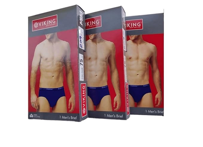 VIKING Mens' Cotton Brief (Outer Elastic Miki) (Pack of 3) Assorted Colour