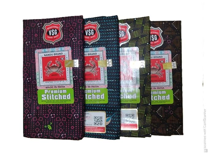 NANDU Brand Men's Cotton Stitched Printed Lungies - 2pcs Pack (Multicolour, Colour May Vary, Free Size)