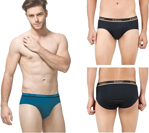 VIKING Mens' Cotton Brief (Outer Elastic Miki) (Pack of 3) Assorted Colour