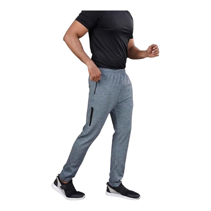 Melange Lower for Men | Regular Fit Cotton Blend Lower with 2 Side Pockets & One Side Zipper Pocket | Perfect for Running, Gym, and Comfortable Style
