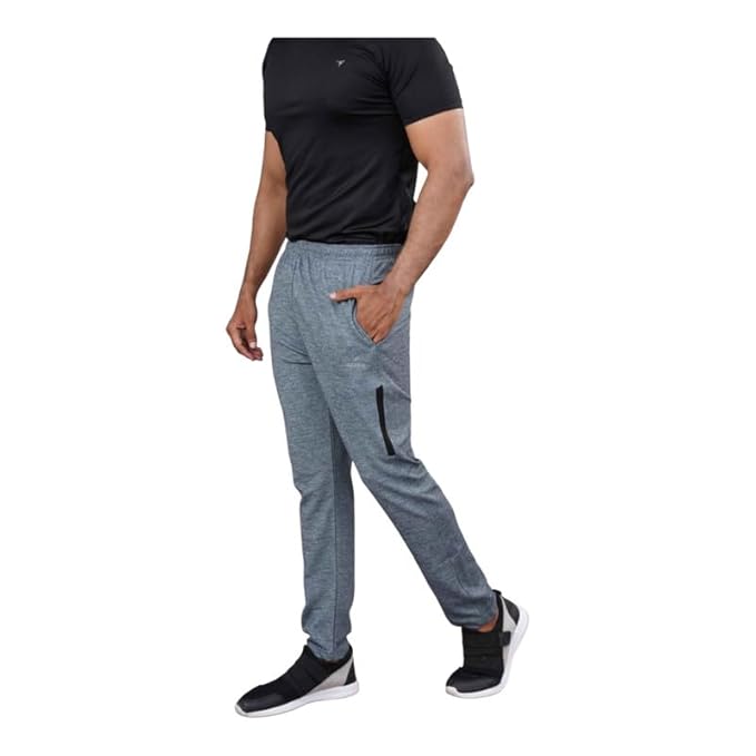 Melange Lower for Men | Regular Fit Cotton Blend Lower with 2 Side Pockets & One Side Zipper Pocket | Perfect for Running, Gym, and Comfortable Style