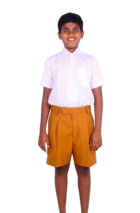 School Uniform Pant for Boys, Cotton Shorts, Elastic Waist Half Pants, Regular Fit Sports Shorts l MUSTARD HALF PANT l