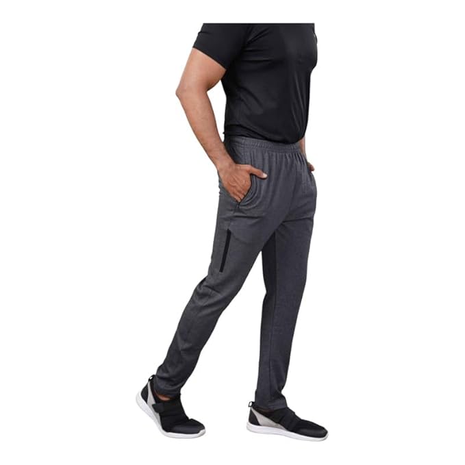 Melange Lower for Men | Regular Fit Cotton Blend Lower with 2 Side Pockets & One Side Zipper Pocket | Perfect for Running, Gym, and Comfortable Style