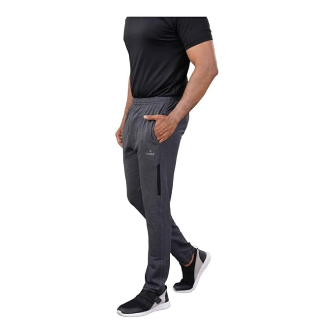 Melange Lower for Men | Regular Fit Cotton Blend Lower with 2 Side Pockets & One Side Zipper Pocket | Perfect for Running, Gym, and Comfortable Style
