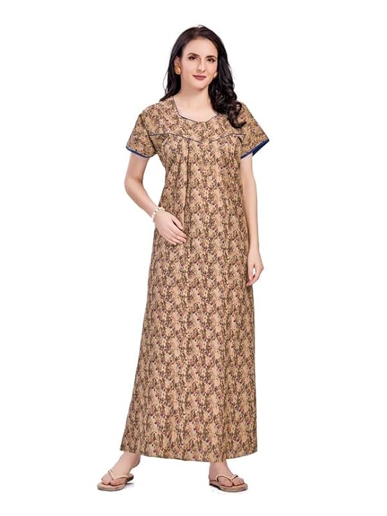 Women's Cotton Printed Nighty Night Gown Maxi | Nighty Dress with Pocket, Super Soft Comfortable | Rajasthani and Jaipuri Gown Maxi