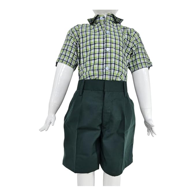 School Uniform - Pant for Boys, Cotton Shorts, Elastic Waist Half Pants, Regular Fit Sports Shorts l BOTTLE GREEN HALF PANT l