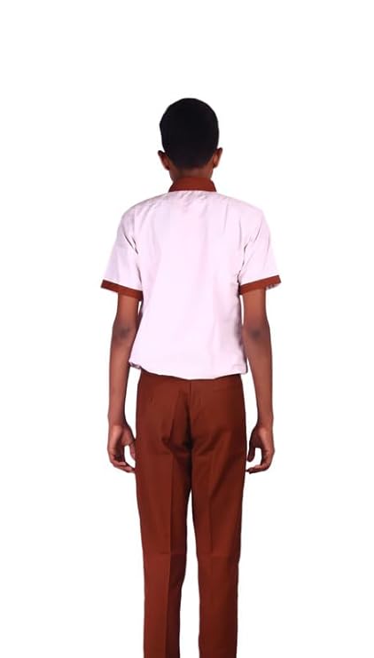 School Uniform - Pant for Boys, Elastic Waist Half Pants l VIVEKANANDA RUST BROWN FULL PANT l