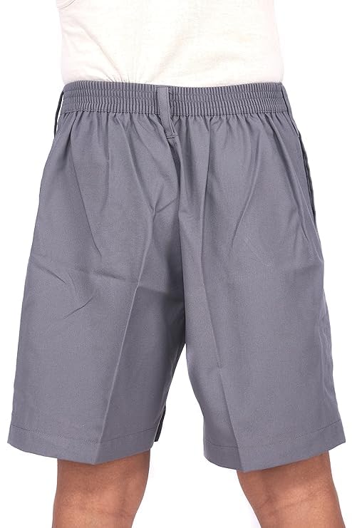School Uniform - Pant for Boys, Cotton Shorts, Elastic Waist Half Pants, Regular Fit Sports Shorts l HALF PANT GREY l