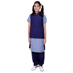 Government School Uniform Chudidhar Set | Full Girls School Uniform Chudidhar Set | Readymade Stitched, Regular Fit for Girls
