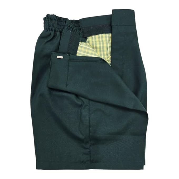 School Uniform - Pant for Boys, Cotton Shorts, Elastic Waist Half Pants, Regular Fit Sports Shorts l BOTTLE GREEN HALF PANT l