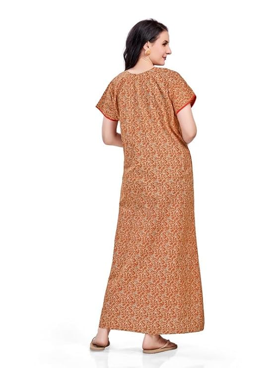 Women's Cotton Printed Nighty Night Gown Maxi | Nighty Dress with Pocket, Super Soft Comfortable | Rajasthani and Jaipuri Gown Maxi