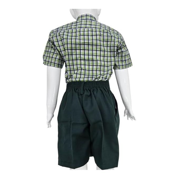 School Uniform - Pant for Boys, Cotton Shorts, Elastic Waist Half Pants, Regular Fit Sports Shorts l BOTTLE GREEN HALF PANT l