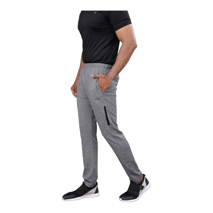 Melange Lower for Men | Regular Fit Cotton Blend Lower with 2 Side Pockets & One Side Zipper Pocket | Perfect for Running, Gym, and Comfortable Style
