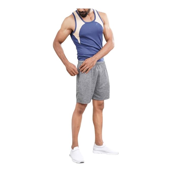 Men's Runner Cotton Rich Regular Fit Solid Shorts with Side Pockets | Short Pant with One Side Zipper Pocket | Perfect for Workout, Running, Yoga & Sports Short