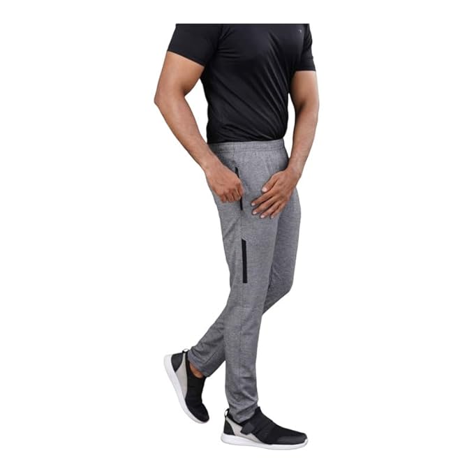 Melange Lower for Men | Regular Fit Cotton Blend Lower with 2 Side Pockets & One Side Zipper Pocket | Perfect for Running, Gym, and Comfortable Style