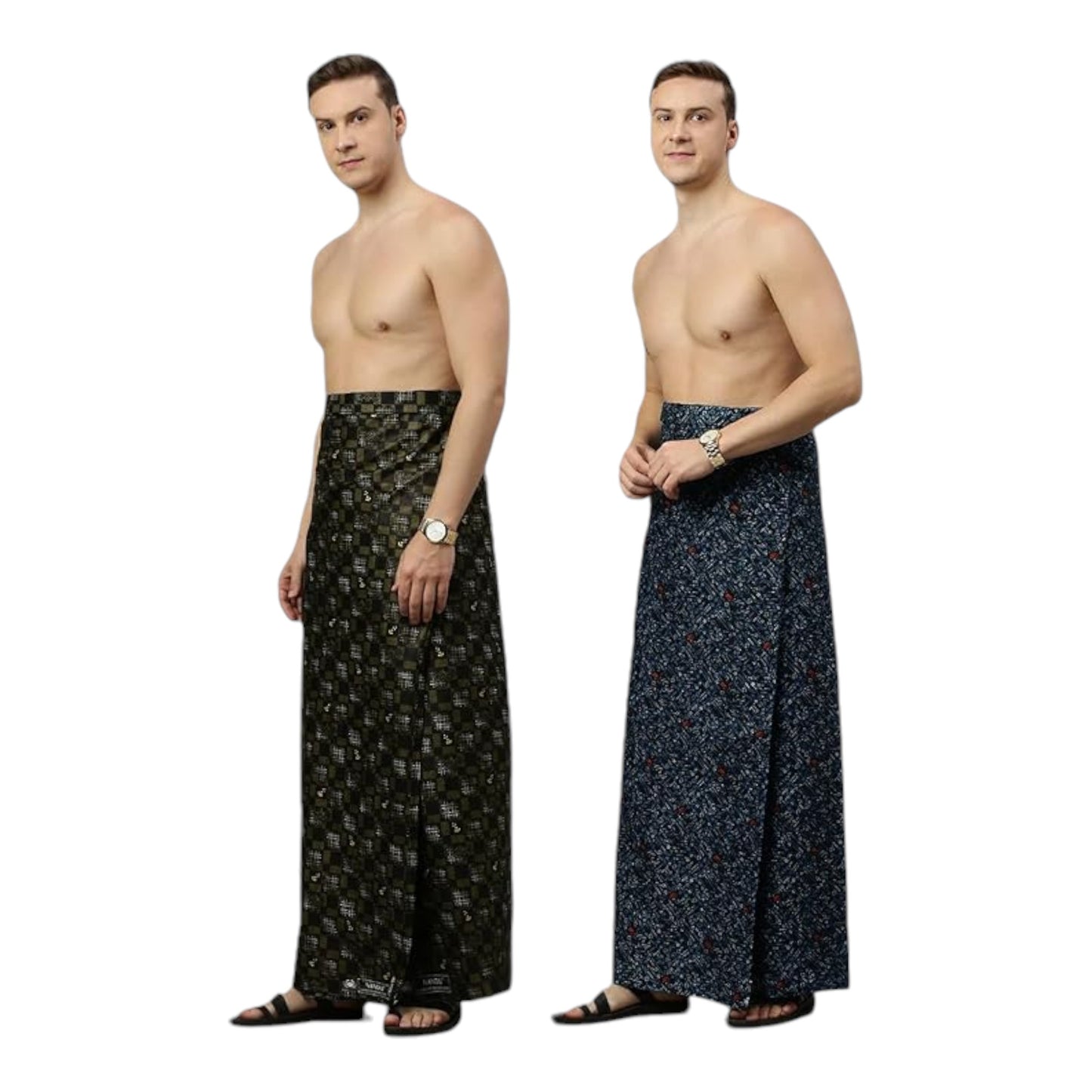 Men's Cotton Stitched Printed Lungies - (Pattern & Design May Vary, Multicolour, (2.00Mtrs)) Premium Wear
