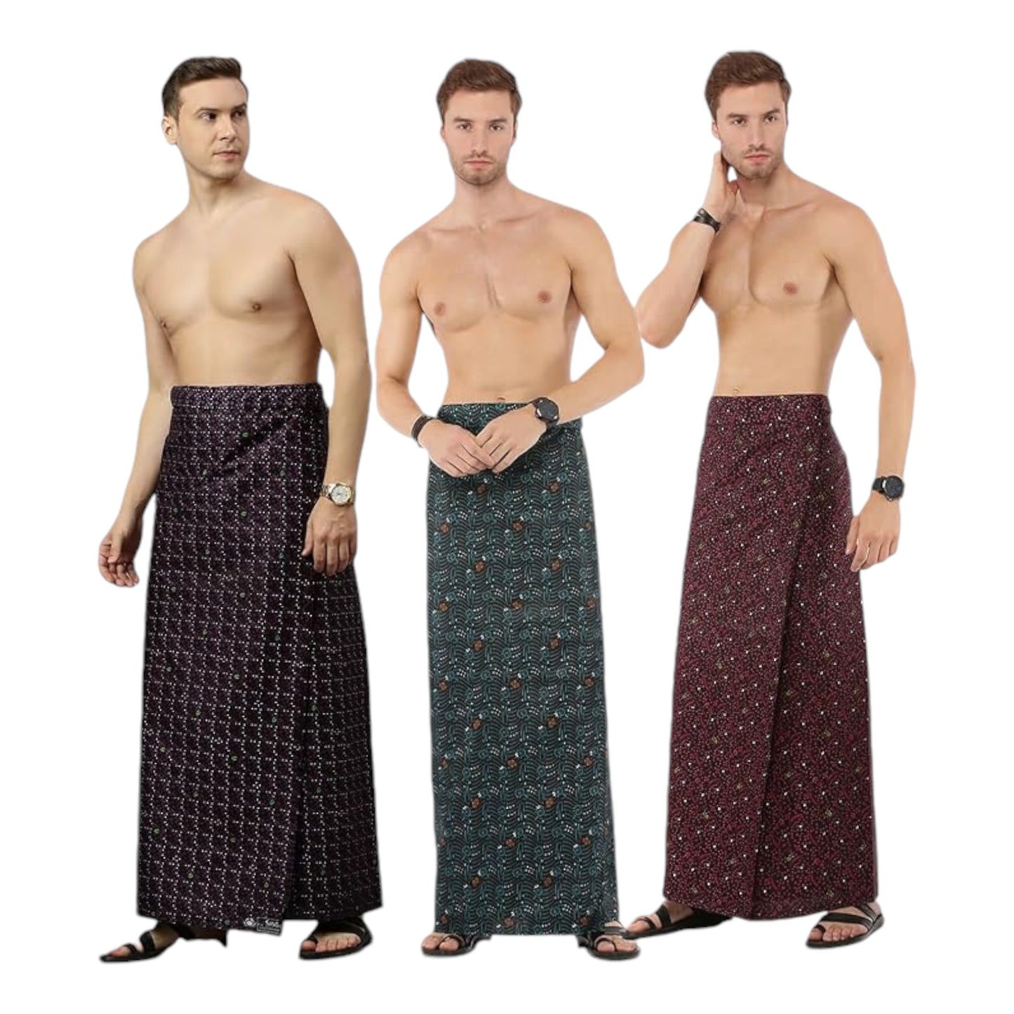Men's Cotton Stitched Printed Lungies - (Pattern & Design May Vary, Multicolour, (2.00Mtrs)) Premium Wear