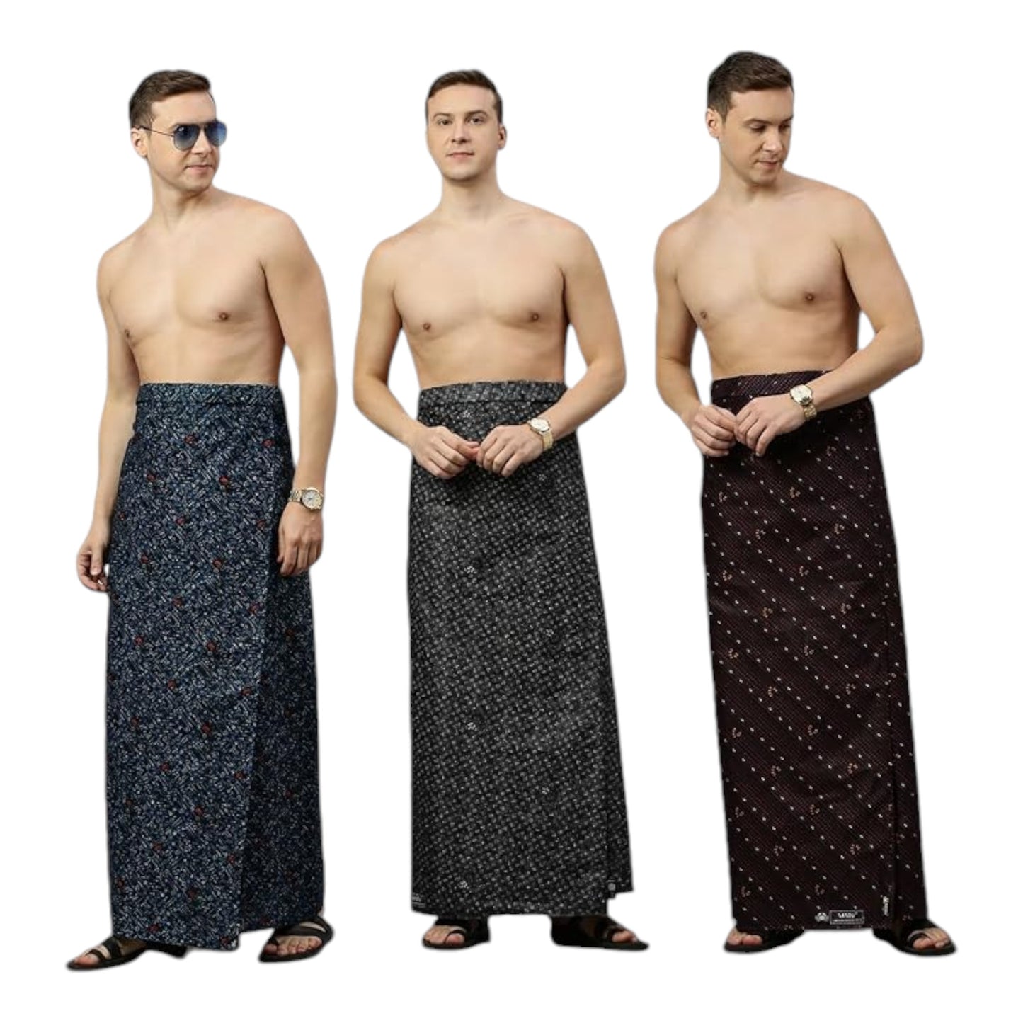 Men's Cotton Stitched Printed Lungies - (Pattern & Design May Vary, Multicolour, (2.00Mtrs)) Premium Wear