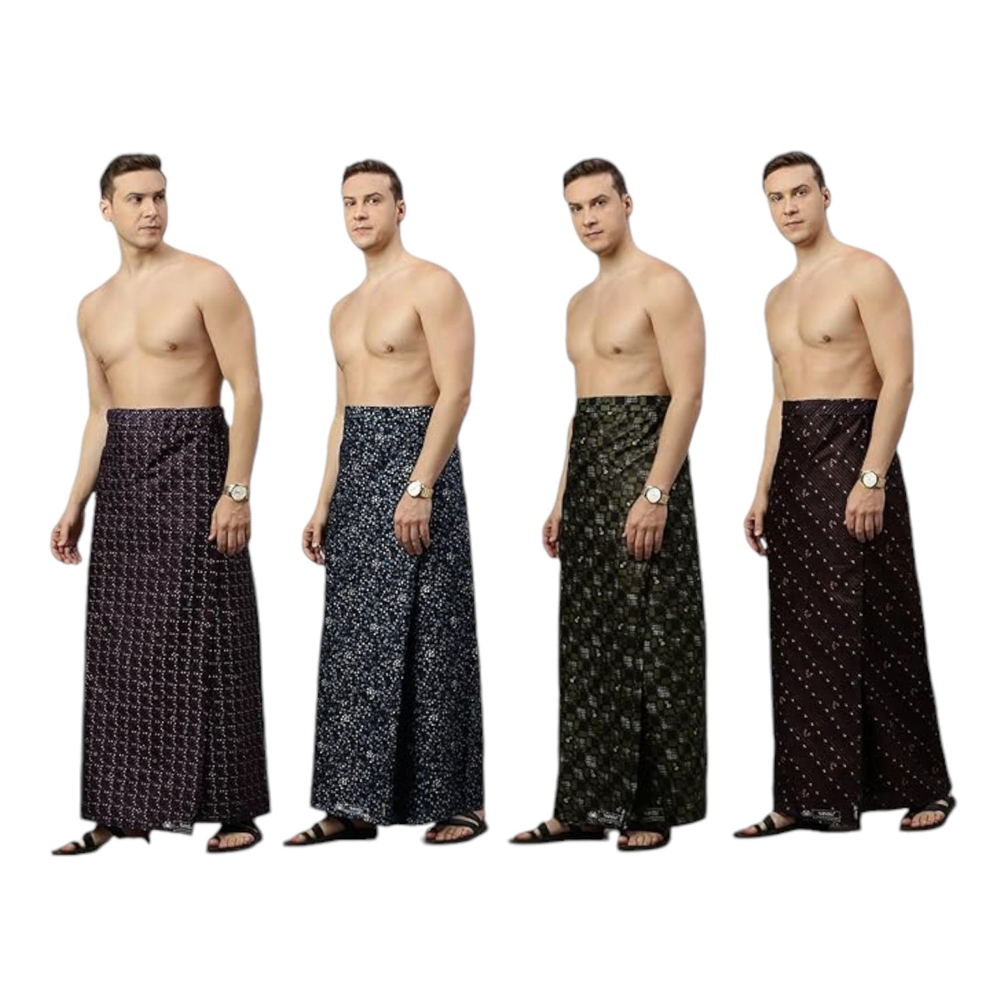 Men's Cotton Stitched Printed Lungies - (Pattern & Design May Vary, Multicolour, (2.00Mtrs)) Premium Wear