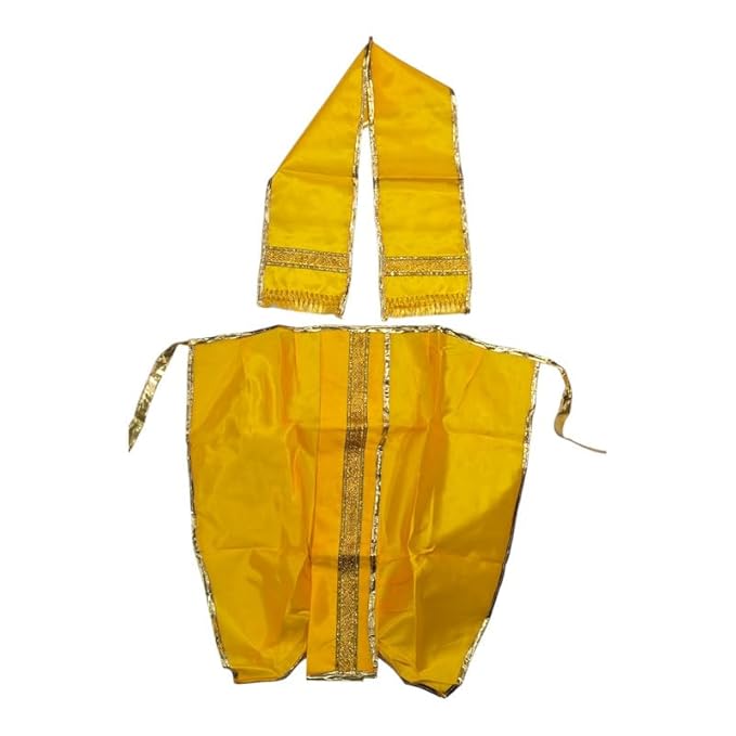 God Dress Set for Ganesh Ji - Krishna Ji Standing Idol | Panjakejam Dhoti with Towel for Ganapati | Gauri Ganpati Decoration Accessories (Pack of 1)