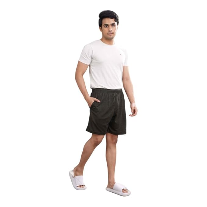 Men's Super Combed Cotton Rich Regular Fit Solid Shorts with Side Pockets | Half Short Pant-Regular Fit | Perfect for Workout, Gym, Running & Sports Shorts