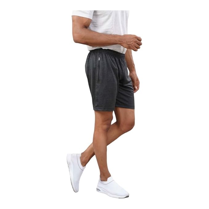 Men's Runner Cotton Rich Regular Fit Solid Shorts with Side Pockets | Short Pant with One Side Zipper Pocket | Perfect for Workout, Running, Yoga & Sports Short