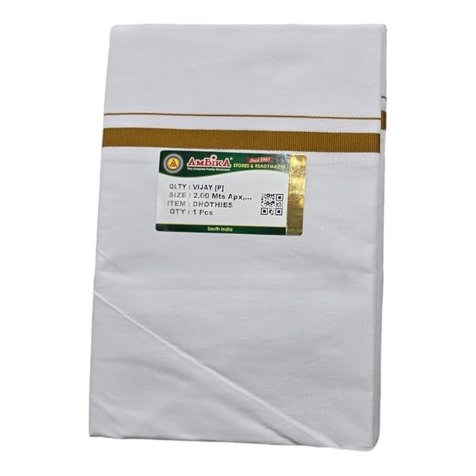 Pure Cotton White Dhoti With Colour Border for Men's | Dhoti for Pooja, Weddings and Other Festivel Occasions