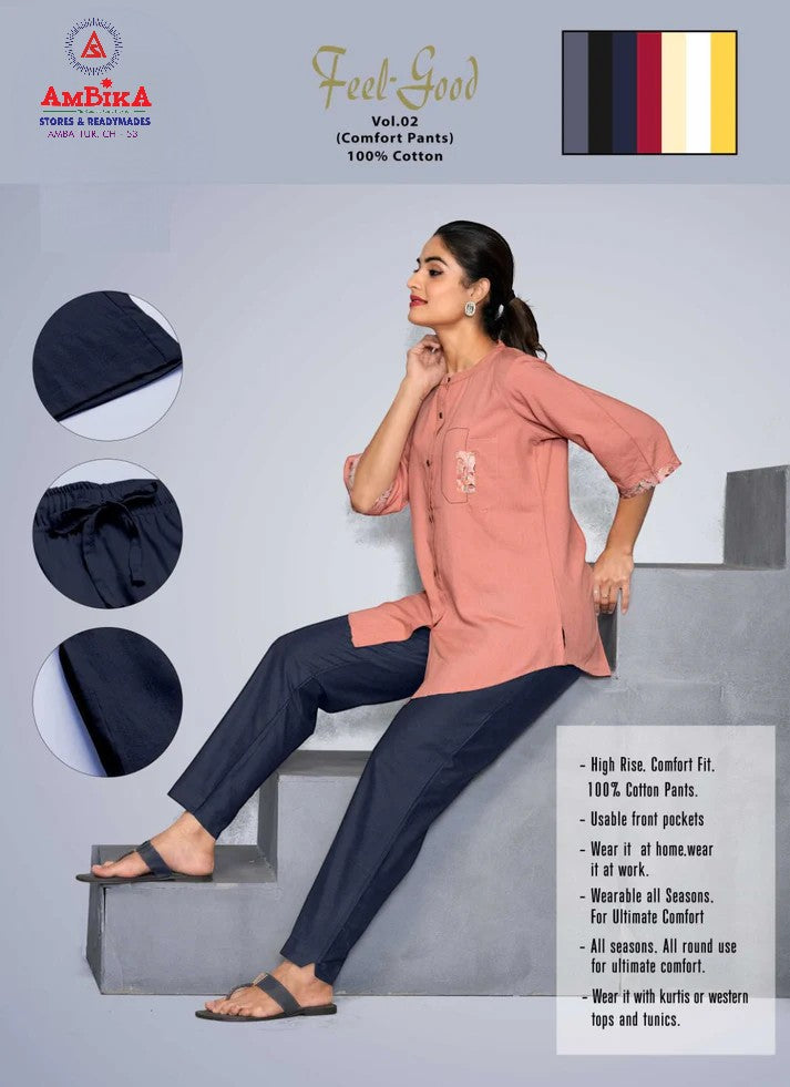 AMBIKA STORES & READYMADES Cotton Straight Pants Bellbottom for Womens I Cotton Blend Bootcut Parallel Trouser Pants for Women Regular Fit