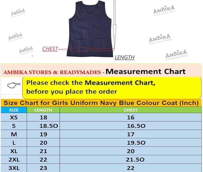 School Uniform - OverCoat For Girls | Solid Uniform Waistcoat for Girls | Coat for Students | Refer to The Size Chart in The Product Image Before Ordering