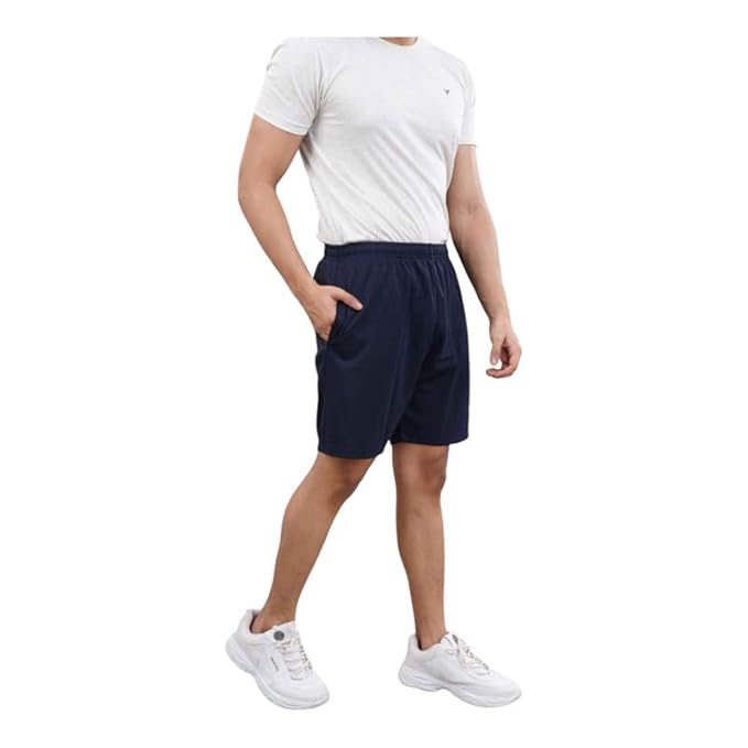 Men's Super Combed Cotton Rich Regular Fit Solid Shorts with Side Pockets | Half Short Pant-Regular Fit | Perfect for Workout, Gym, Running & Sports Shorts