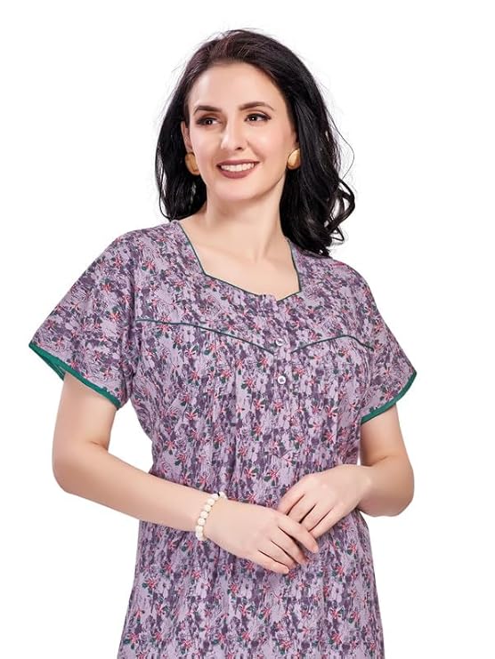 Women's Cotton Printed Nighty Night Gown Maxi | Nighty Dress with Pocket, Super Soft Comfortable | Rajasthani and Jaipuri Gown Maxi