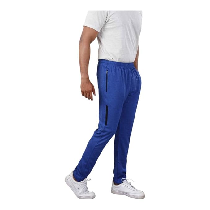 Melange Lower for Men | Regular Fit Cotton Blend Lower with 2 Side Pockets & One Side Zipper Pocket | Perfect for Running, Gym, and Comfortable Style