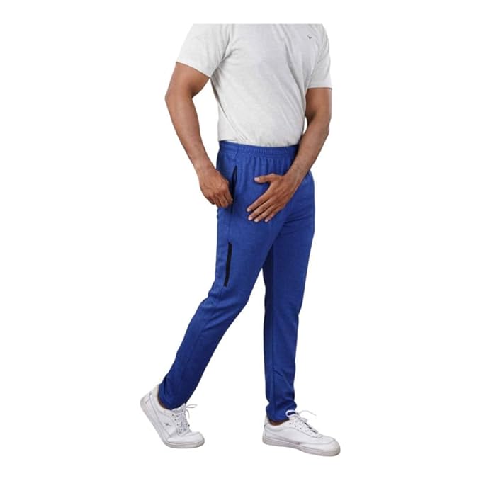 Melange Lower for Men | Regular Fit Cotton Blend Lower with 2 Side Pockets & One Side Zipper Pocket | Perfect for Running, Gym, and Comfortable Style