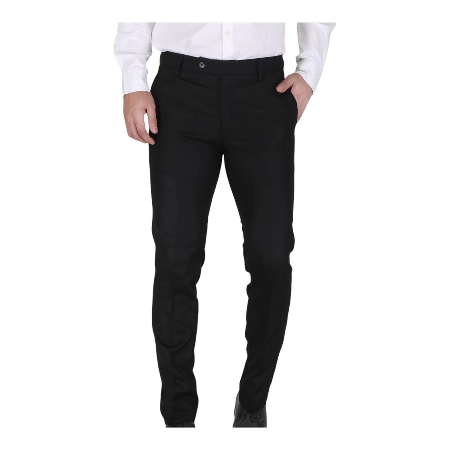 Maty Black Formal Trouser for Mens, Readymade Stitched Full Pant, Pleat-Front Formal Trousers Pants Regular Fit for Men